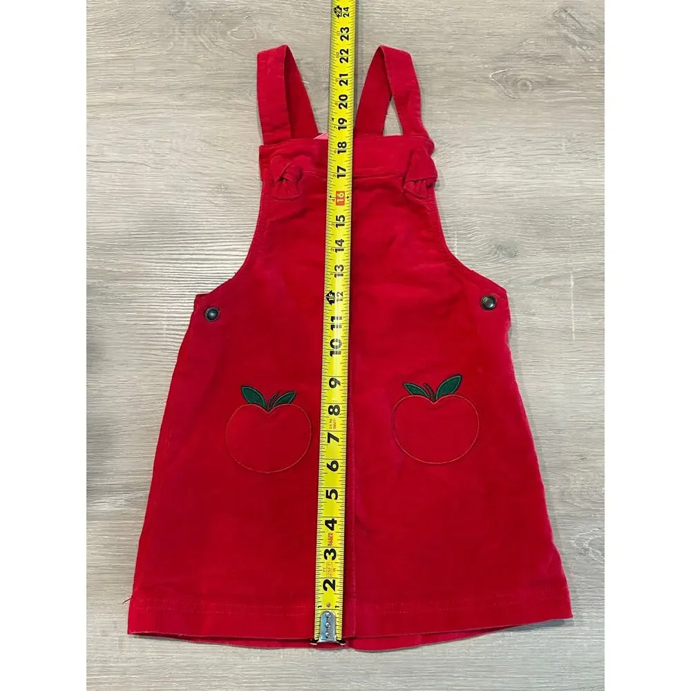 Apple Corduroy Jumper Dress Girls Red Overall Pinafore‎ Isaac Mizrahi 5 Years